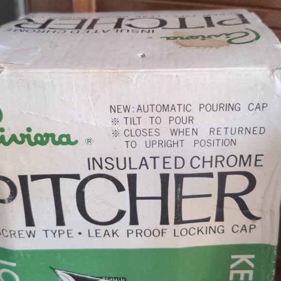 Vintage Riviera Insulated Chrome Pitcher 1 Quart Never Used Original Box - Picture 14 of 14